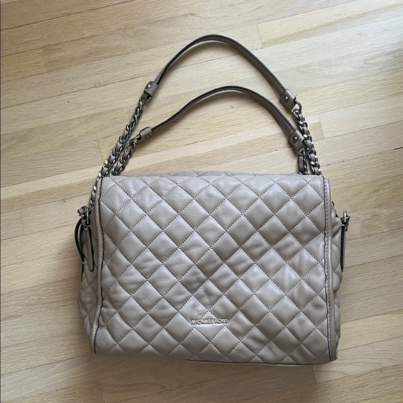 Michael Kors Handbags - Michael Kors Quilted Shoulder Bag in Taupe Leather